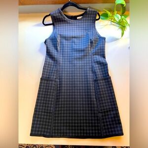 Max studio LBD black dress, size M, fitted, knit fabric, plaid, flattering